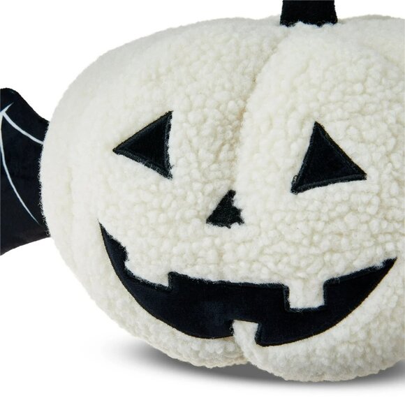 Halloween Jack-O'-Lantern Pumpkin With Bat Wings 8.5" x 19" Decorative Pillow - Picture 3 of 16